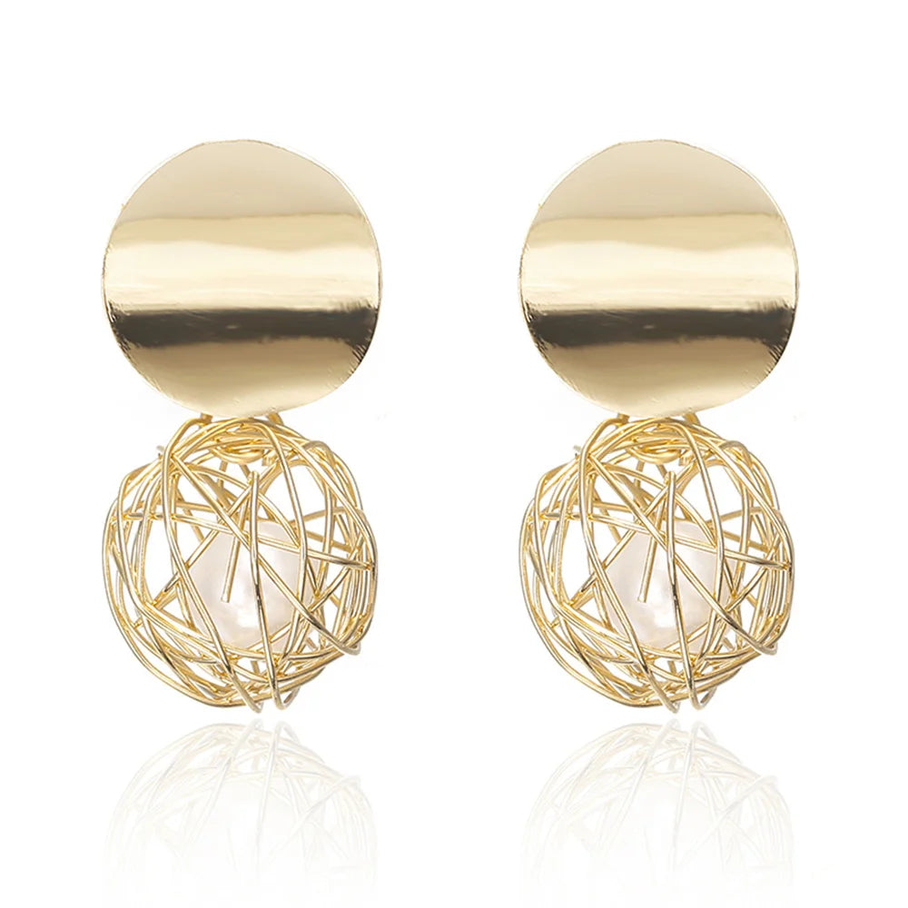 Trendy Geometric Ball Drop Earrings - Fashion Statement Jewelry