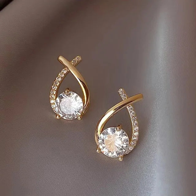 Water Drop Zircon Stud Earrings for Women - Elegant Sparkling Jewelry