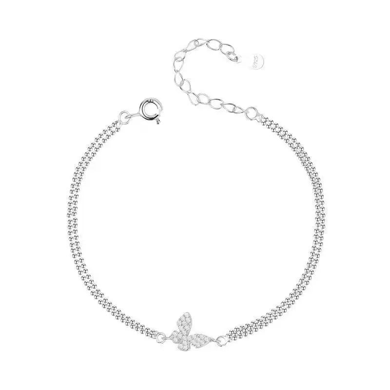 Anti-Allergic Zircon Butterfly Bracelet - Shining Silver Chain