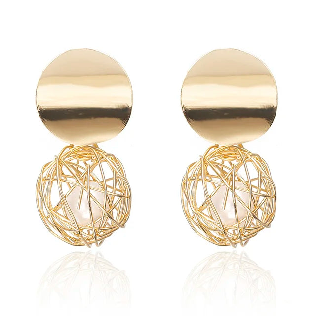 Trendy Geometric Ball Drop Earrings - Fashion Statement Jewelry