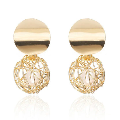 Trendy Geometric Ball Drop Earrings - Fashion Statement Jewelry