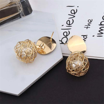 Trendy Geometric Ball Drop Earrings - Fashion Statement Jewelry