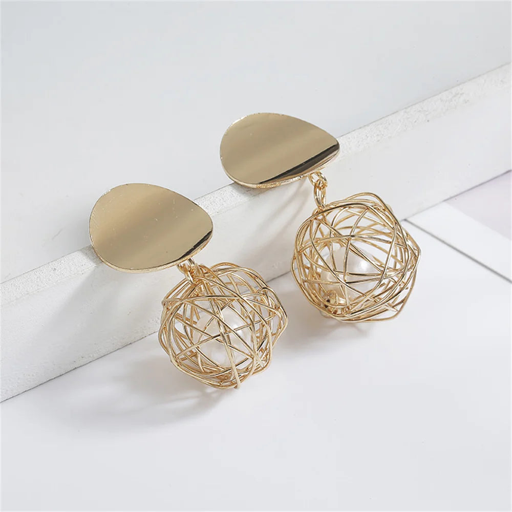 Trendy Geometric Ball Drop Earrings - Fashion Statement Jewelry