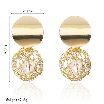 Trendy Geometric Ball Drop Earrings - Fashion Statement Jewelry