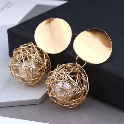 Trendy Geometric Ball Drop Earrings - Fashion Statement Jewelry