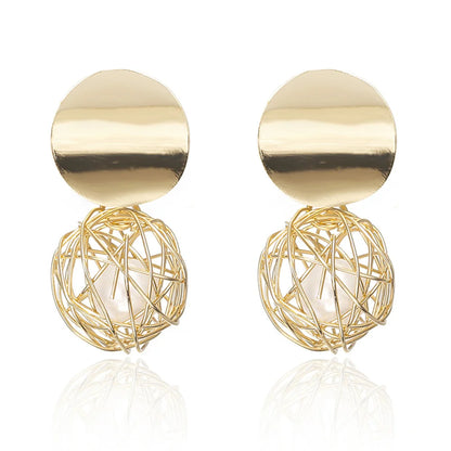 Trendy Geometric Ball Drop Earrings - Fashion Statement Jewelry