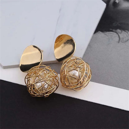 Trendy Geometric Ball Drop Earrings - Fashion Statement Jewelry