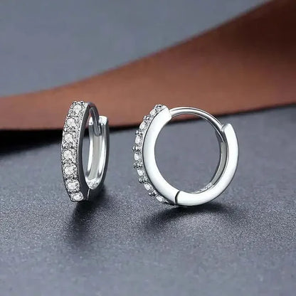 Gold Round Hoop Earrings for Women - Sparkling Zircon Bridal Jewelry