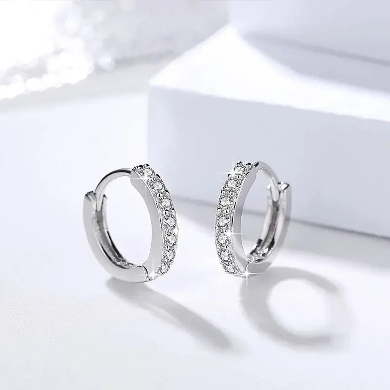 Gold Round Hoop Earrings for Women - Sparkling Zircon Bridal Jewelry