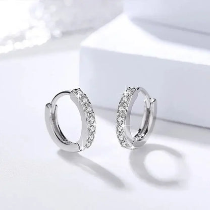 Gold Round Hoop Earrings for Women - Sparkling Zircon Bridal Jewelry