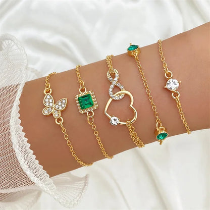 Elegant Heart Chain Bracelet - Geometric Crystal Charm Jewelry Gift