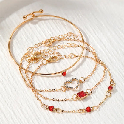 Elegant Heart Chain Bracelet - Geometric Crystal Charm Jewelry Gift