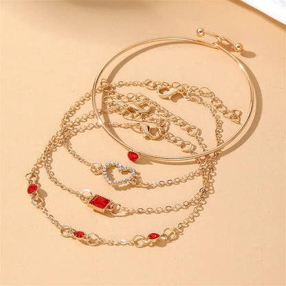 Elegant Heart Chain Bracelet - Geometric Crystal Charm Jewelry Gift
