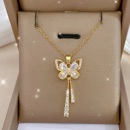 Exquisite Zircon Butterfly Tassel Necklace - Perfect Gift