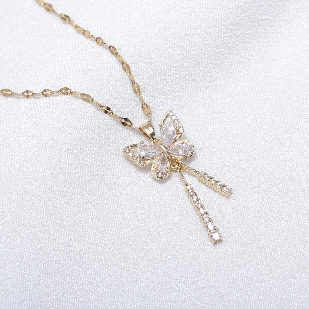 Exquisite Zircon Butterfly Tassel Necklace - Perfect Gift