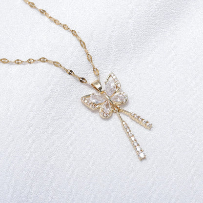 Exquisite Zircon Butterfly Tassel Necklace - Perfect Gift
