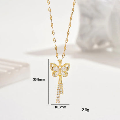 Exquisite Zircon Butterfly Tassel Necklace - Perfect Gift