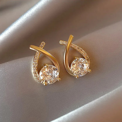 Water Drop Zircon Stud Earrings for Women - Elegant Sparkling Jewelry