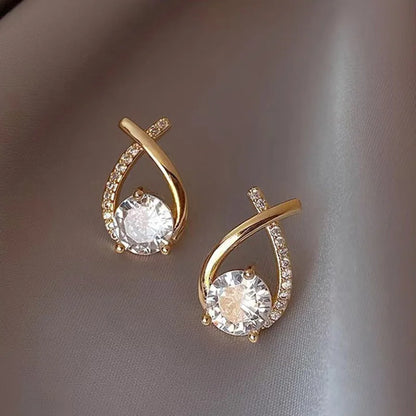 Water Drop Zircon Stud Earrings for Women - Elegant Sparkling Jewelry