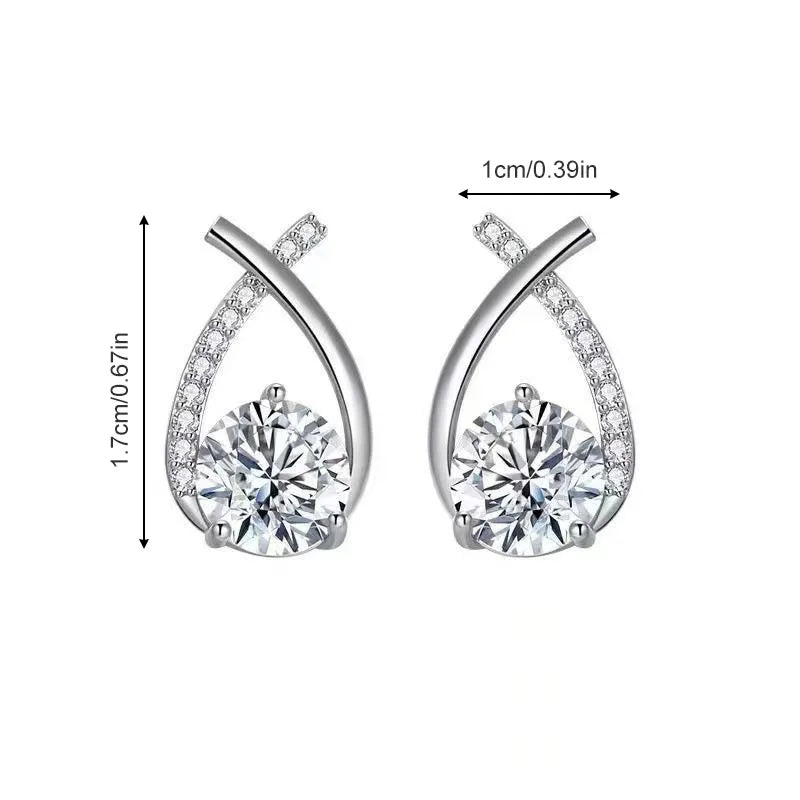 Water Drop Zircon Stud Earrings for Women - Elegant Sparkling Jewelry