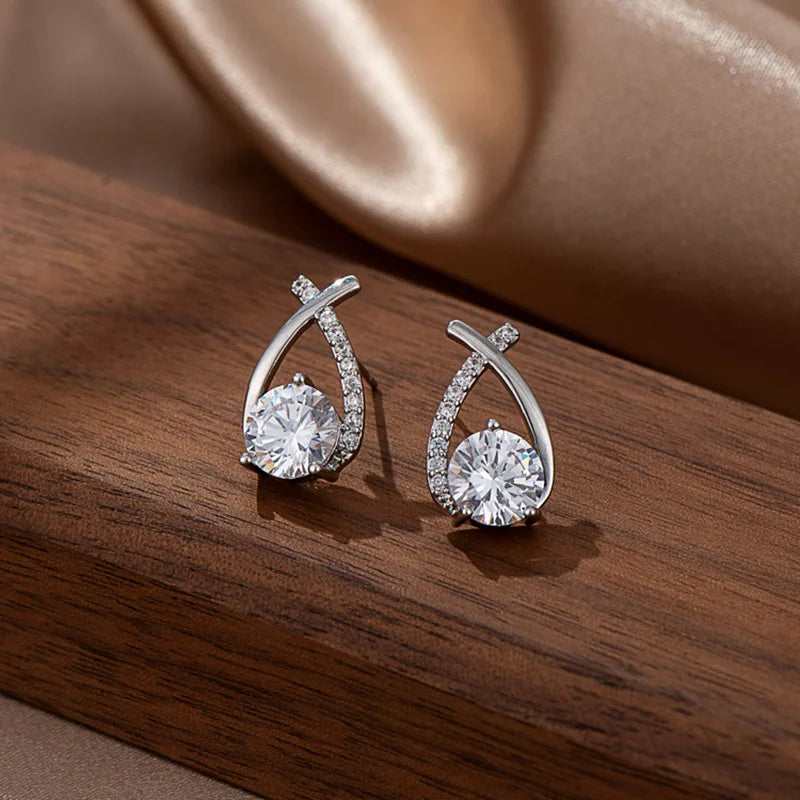 Water Drop Zircon Stud Earrings for Women - Elegant Sparkling Jewelry