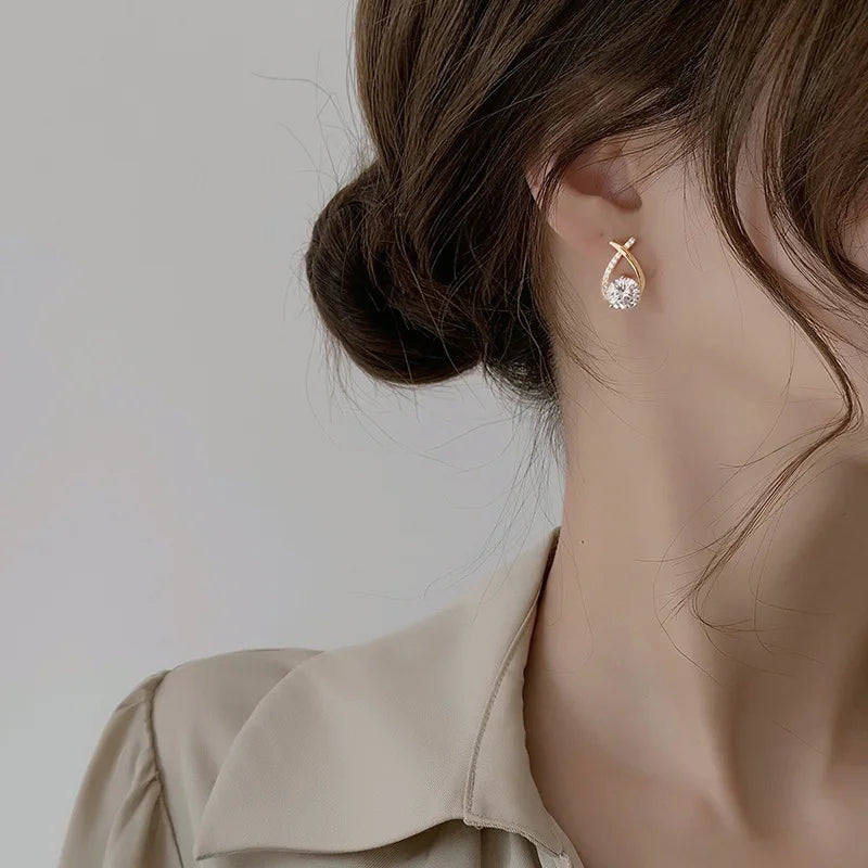 Water Drop Zircon Stud Earrings for Women - Elegant Sparkling Jewelry