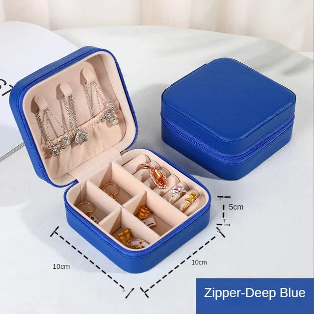 Portable Leather Jewelry Organizer Box - Travel-Friendly Storage Case