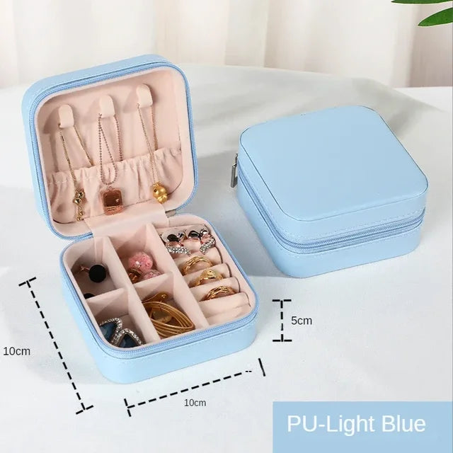 Portable Leather Jewelry Organizer Box - Travel-Friendly Storage Case