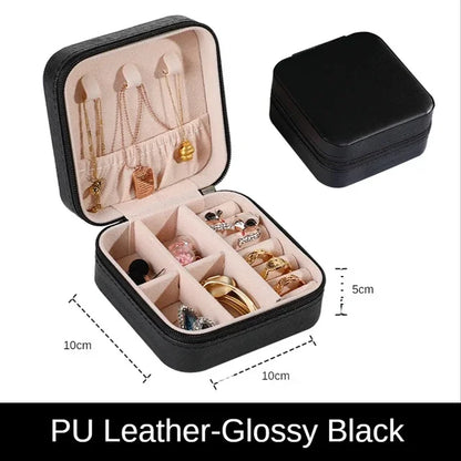 Portable Leather Jewelry Organizer Box - Travel-Friendly Storage Case