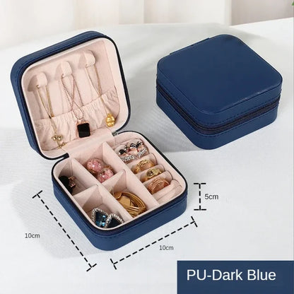 Portable Leather Jewelry Organizer Box - Travel-Friendly Storage Case