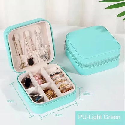 Portable Leather Jewelry Organizer Box - Travel-Friendly Storage Case