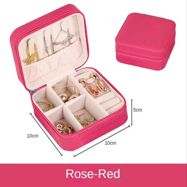 Portable Leather Jewelry Organizer Box - Travel-Friendly Storage Case