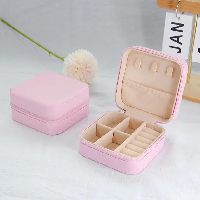 Portable Leather Jewelry Organizer Box - Travel-Friendly Storage Case