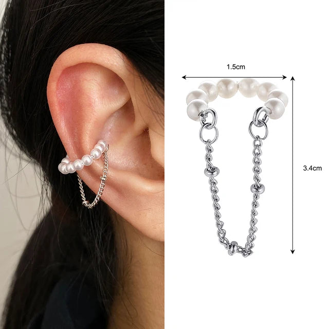 Rhinestone Butterfly Stud Earrings - Fashionable Metal Cuff Tassel