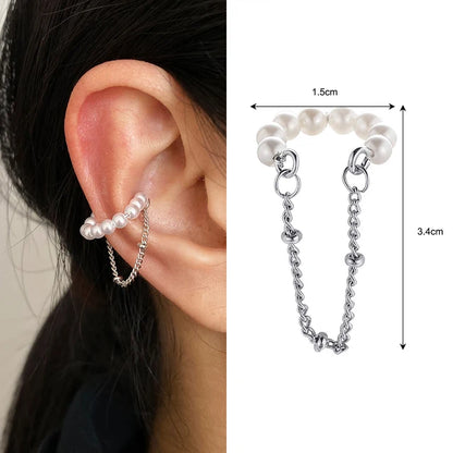 Rhinestone Butterfly Stud Earrings - Fashionable Metal Cuff Tassel