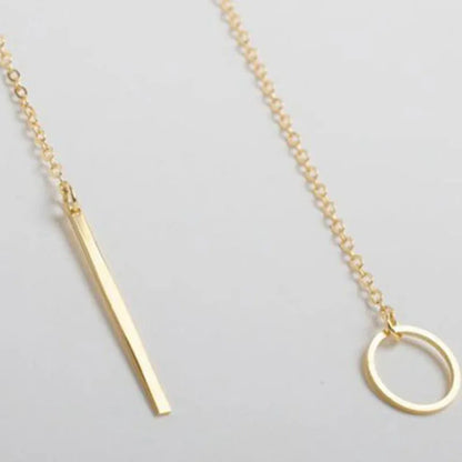 Dainty Punk Clavicle Necklace - Minimalist Circle Bar Pendant Jewelry