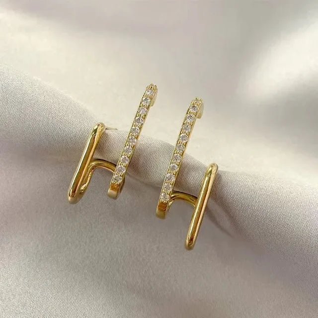 U-Shaped Gold Color Luxury Crystal Earrings - Elegant Sparkle