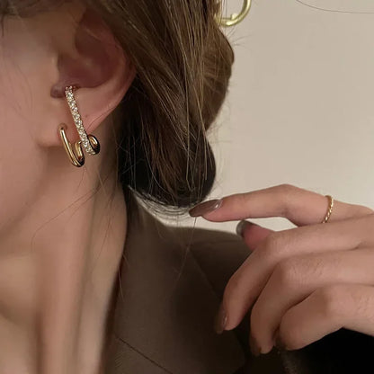 U-Shaped Gold Color Luxury Crystal Earrings - Elegant Sparkle