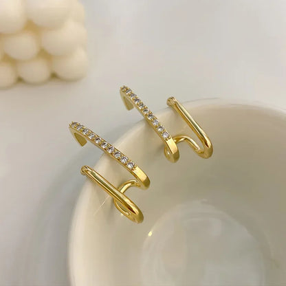U-Shaped Gold Color Luxury Crystal Earrings - Elegant Sparkle