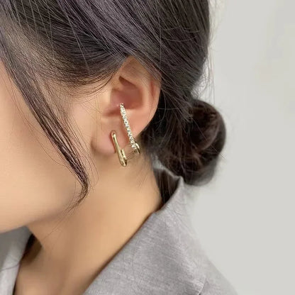 U-Shaped Gold Color Luxury Crystal Earrings - Elegant Sparkle