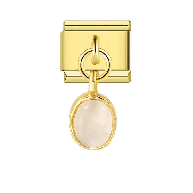 Italian Shell Pearl Charm Bracelet - Cute Personalized Link Chain