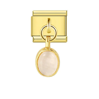 Italian Shell Pearl Charm Bracelet - Cute Personalized Link Chain