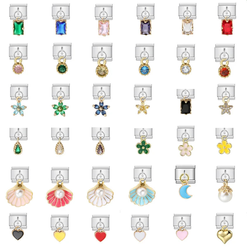 Italian Shell Pearl Charm Bracelet - Cute Personalized Link Chain