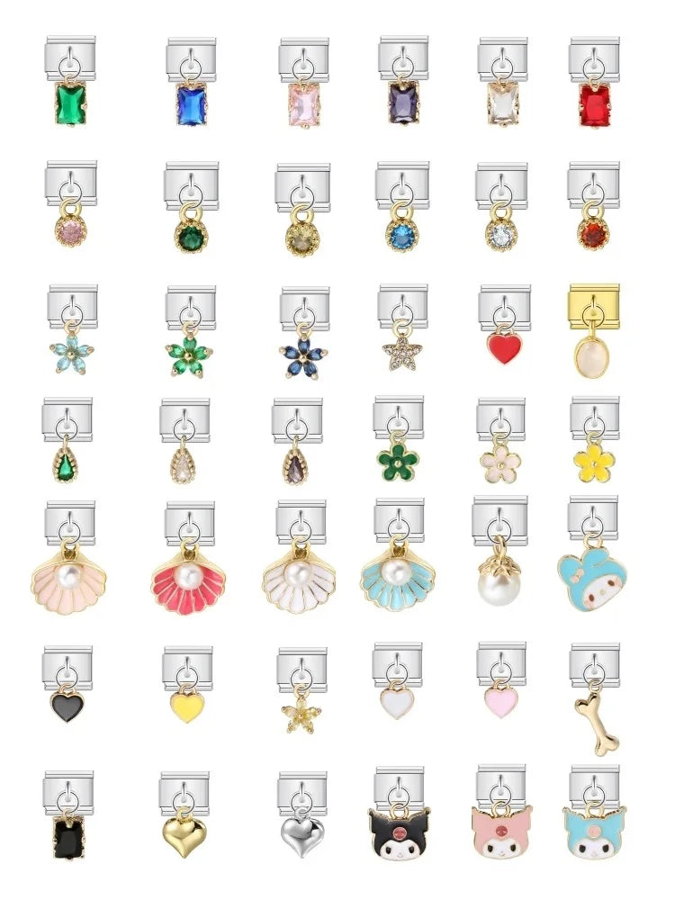 Italian Shell Pearl Charm Bracelet - Cute Personalized Link Chain