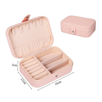 Travel Jewelry Case - Portable Organizer, Leather Button Storage Box
