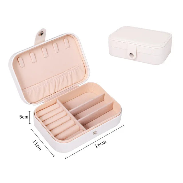 Travel Jewelry Case - Portable Organizer, Leather Button Storage Box