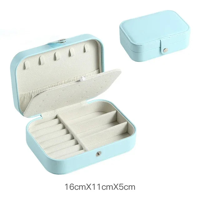 Travel Jewelry Case - Portable Organizer, Leather Button Storage Box