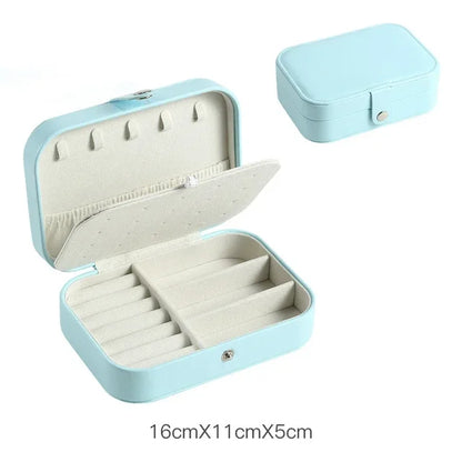 Travel Jewelry Case - Portable Organizer, Leather Button Storage Box