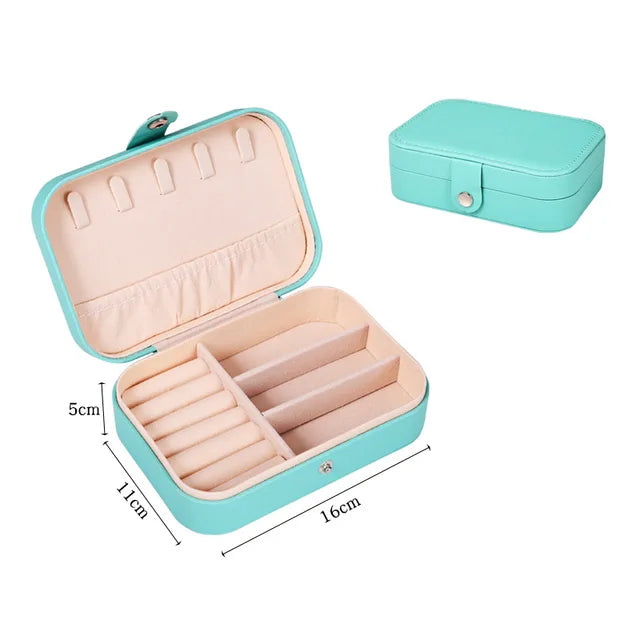 Travel Jewelry Case - Portable Organizer, Leather Button Storage Box
