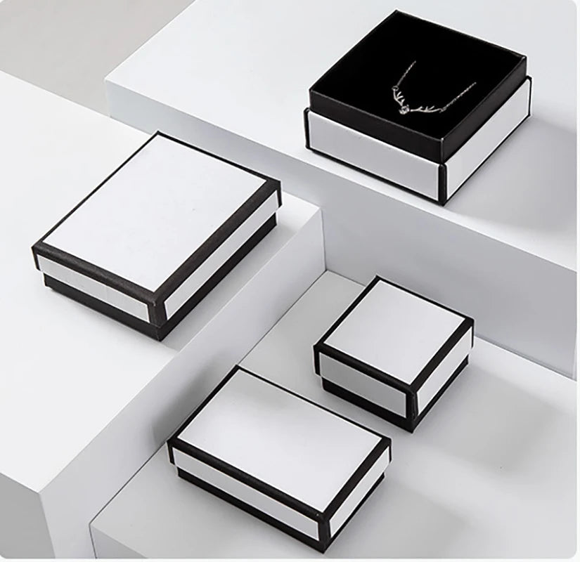 Black & White Jewelry Box - Elegant Display for Rings & Bracelets